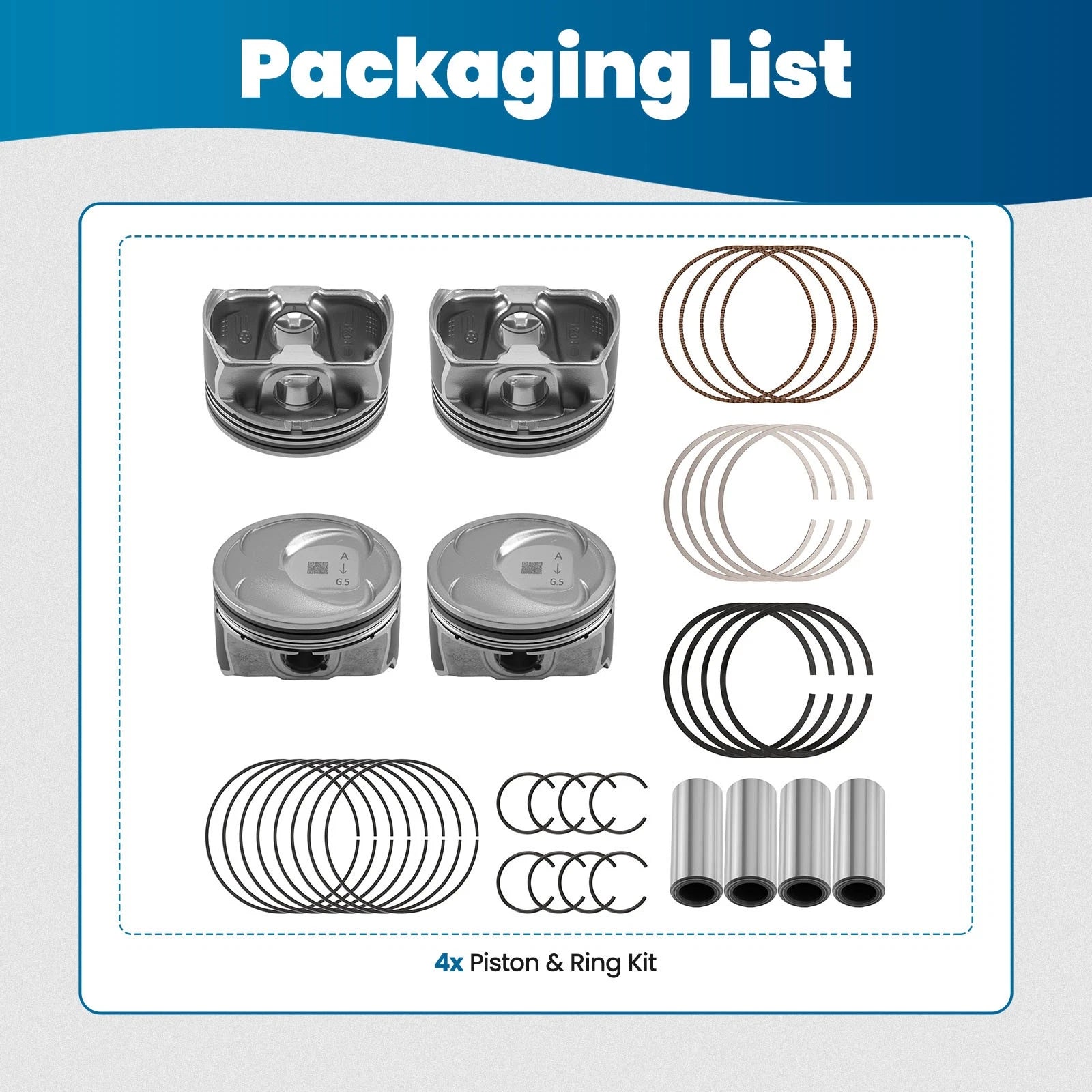 Engine Piston with Rings Kit for Kia Sorento Optima Hyundai Sonata (2011–2019)