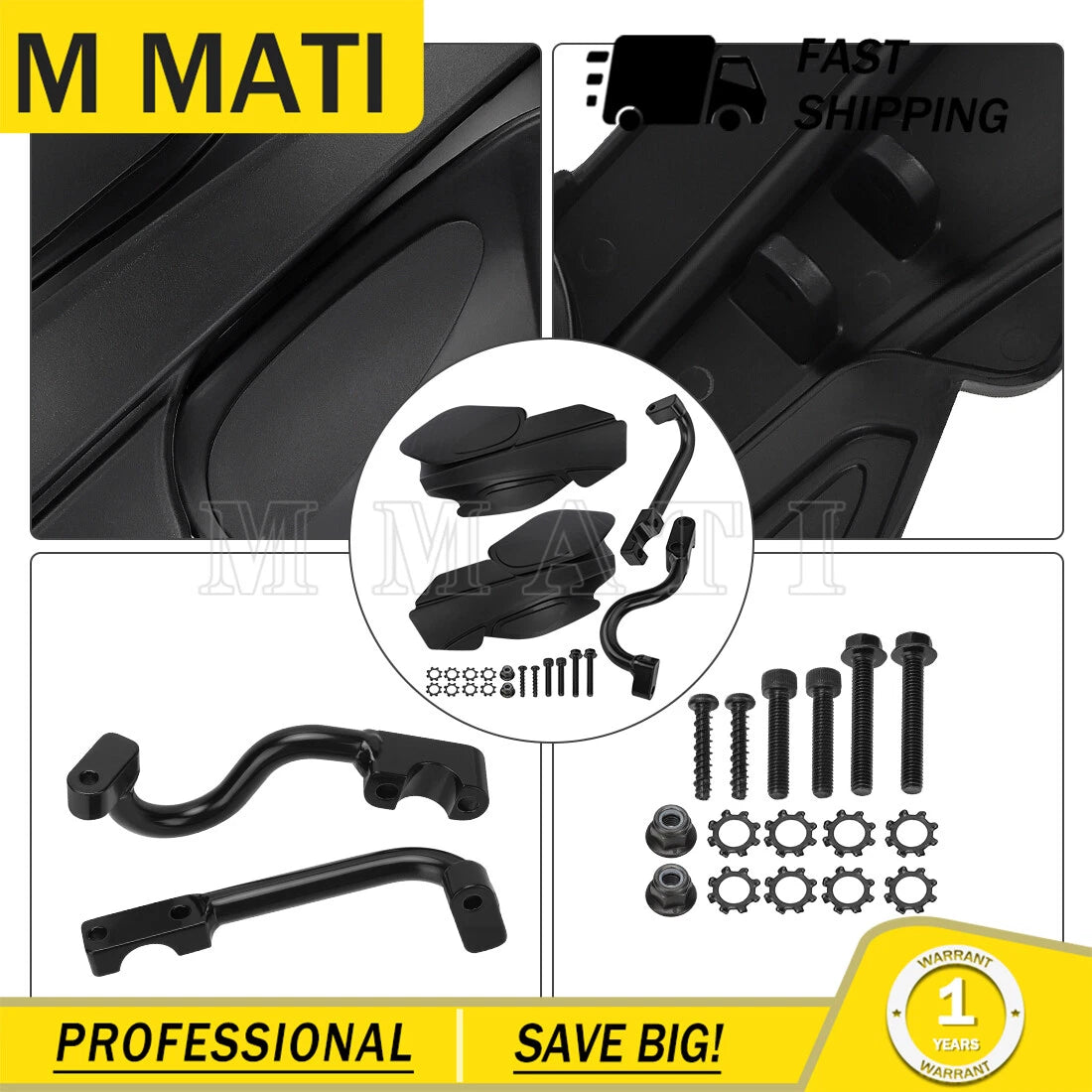 Black Hand/Wind Guard & Bracket Kit for Polaris (2889341, 2879380, 2876846)