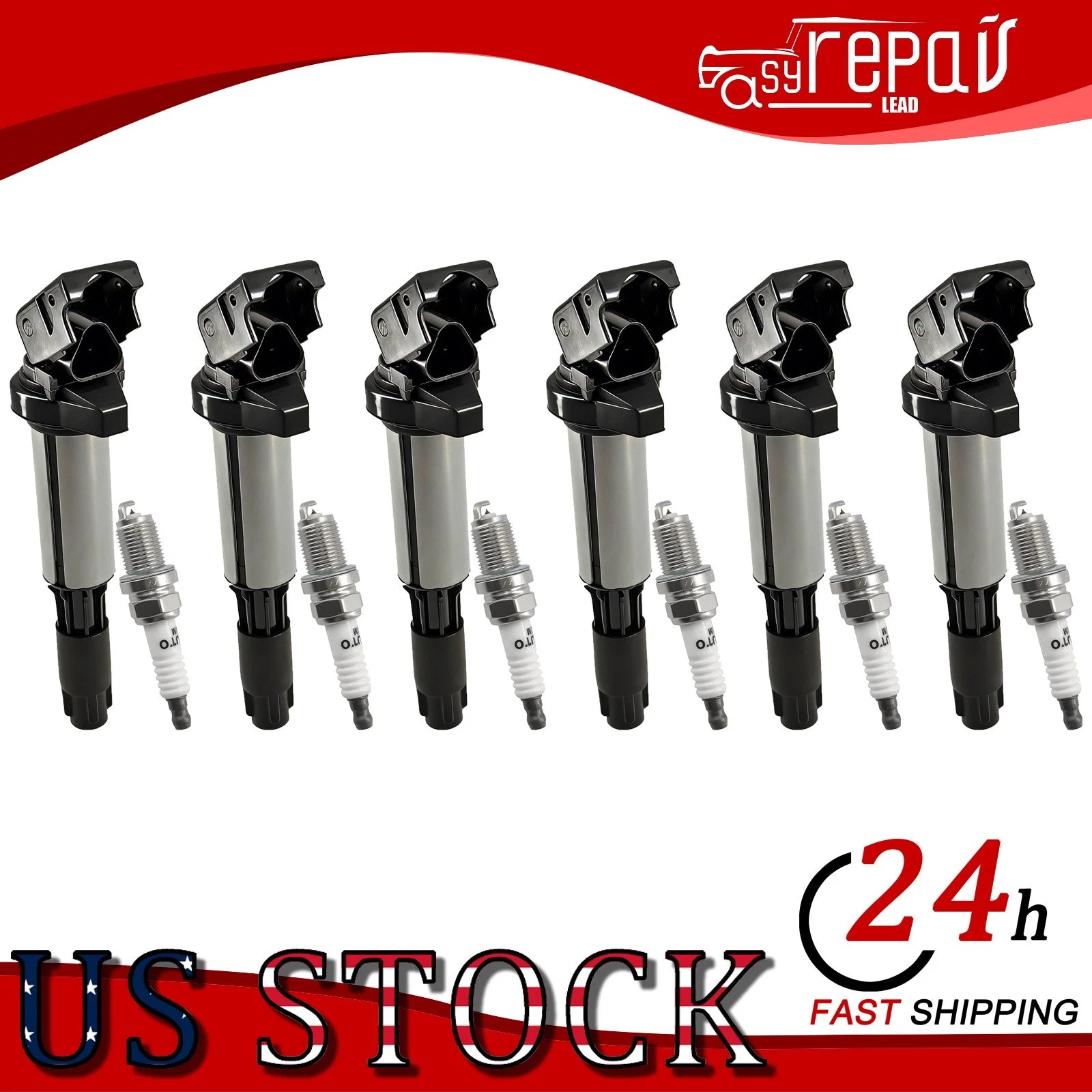 6X Ignition Coil and Spark Plug for BMW 330Ci X5 Z4 525i 530i (2000–2006)