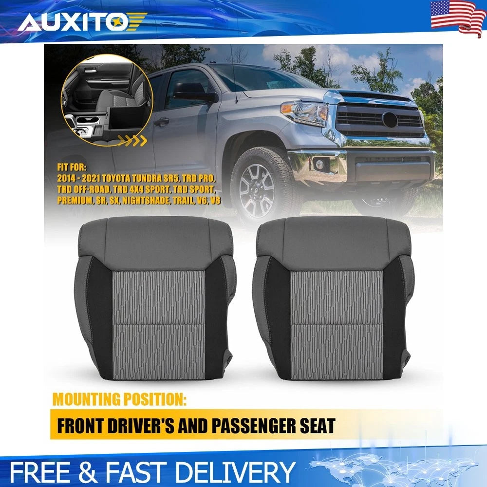 Set of 2 Bottom Cloth Covers for Toyota Tundra (2014–2021) Gray Black