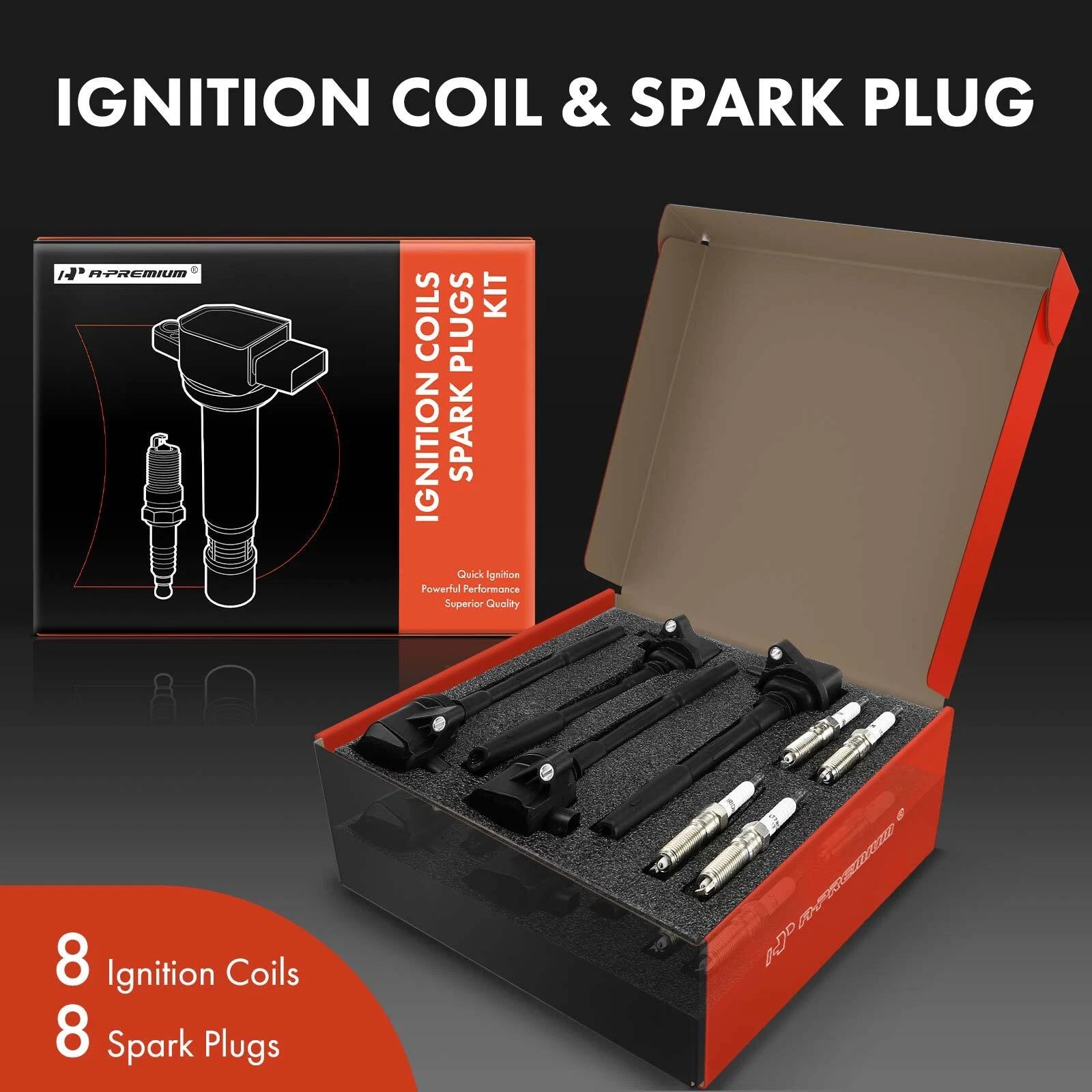 Set of 8 Ignition Coils & Spark Plugs for Ford F-150