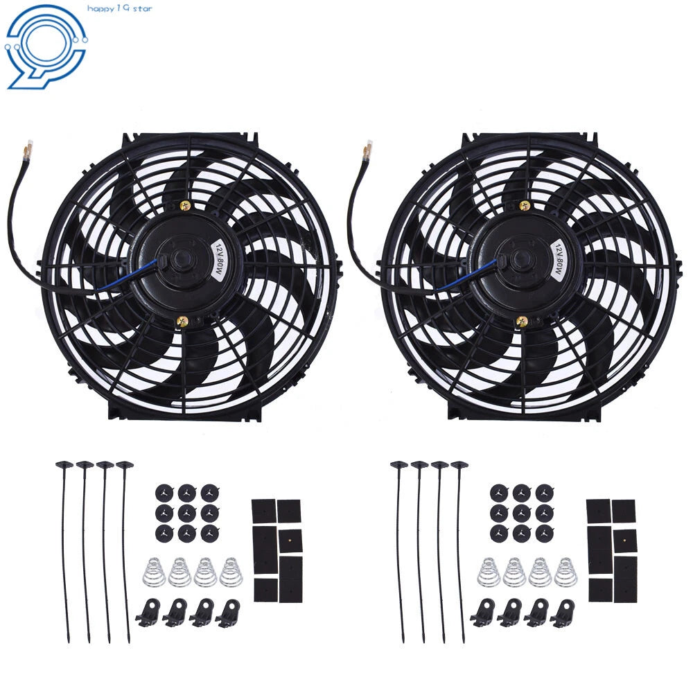 2X 12" Electric Radiator Cooling Fan Mount Kit for Universal Fit (12V)