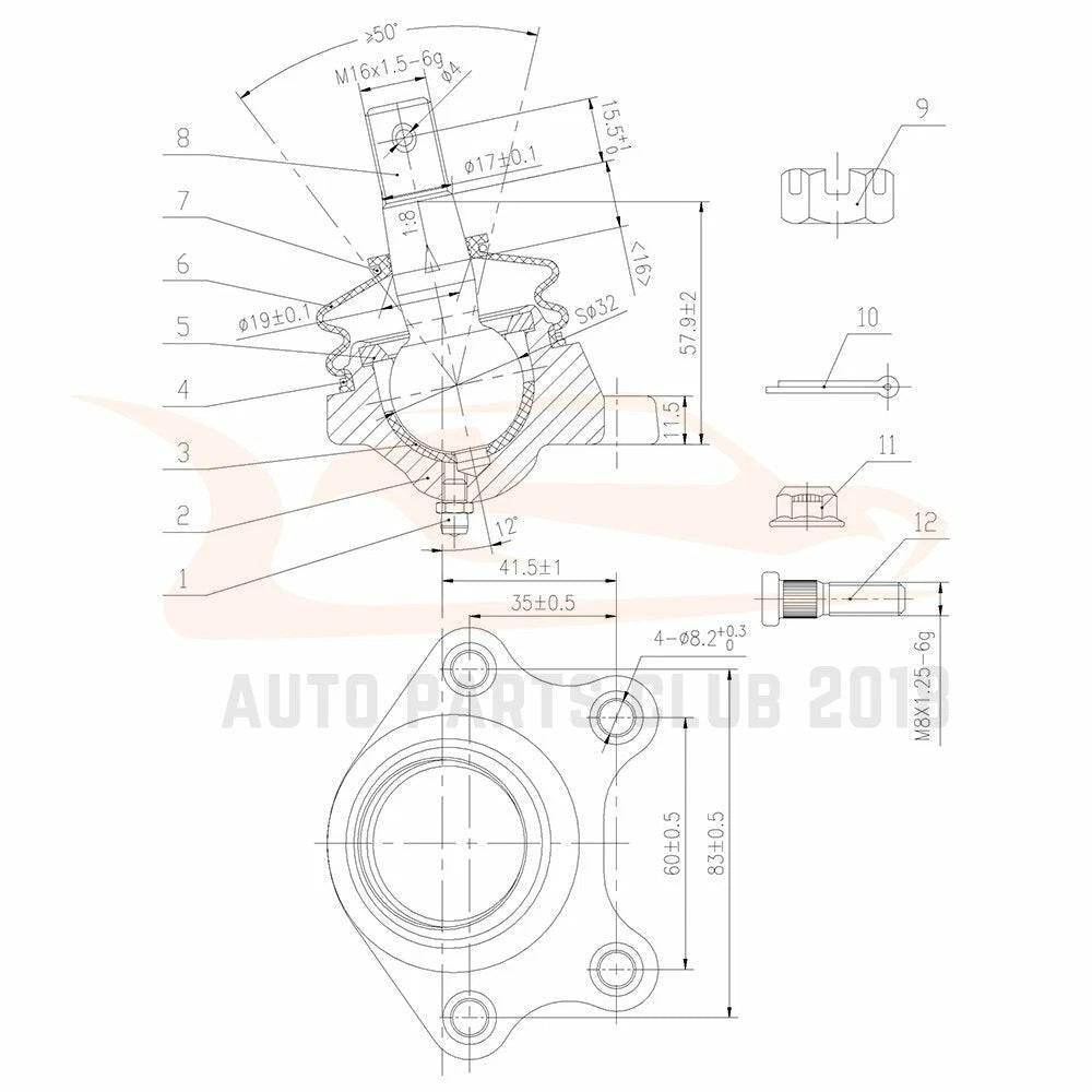 10pcs Front Tie Rods Ball Joints Pitman Arm Kit for Toyota Pickup (1992–1995)