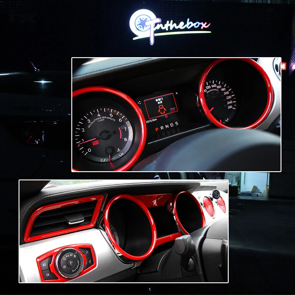 Set of 4 Red Speedometer Cover Rings for Ford Mustang (2015–2020)