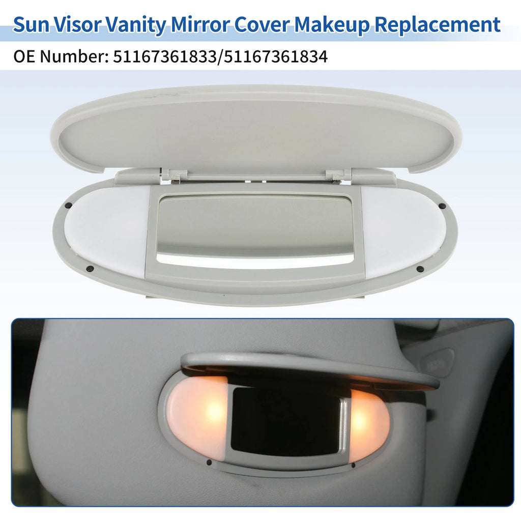 Sun Visor Vanity Mirror Cover for BMW Mini Cooper R55 R56 (2007–2013) No. 51167361833 Gray