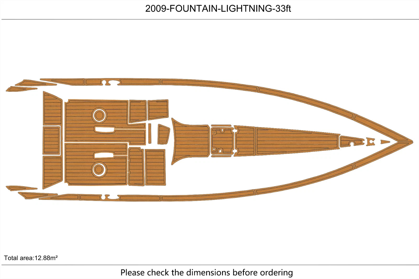 EVA Foam Teak Deck Floor Pad for Fountain Lightning 33ft (2008)