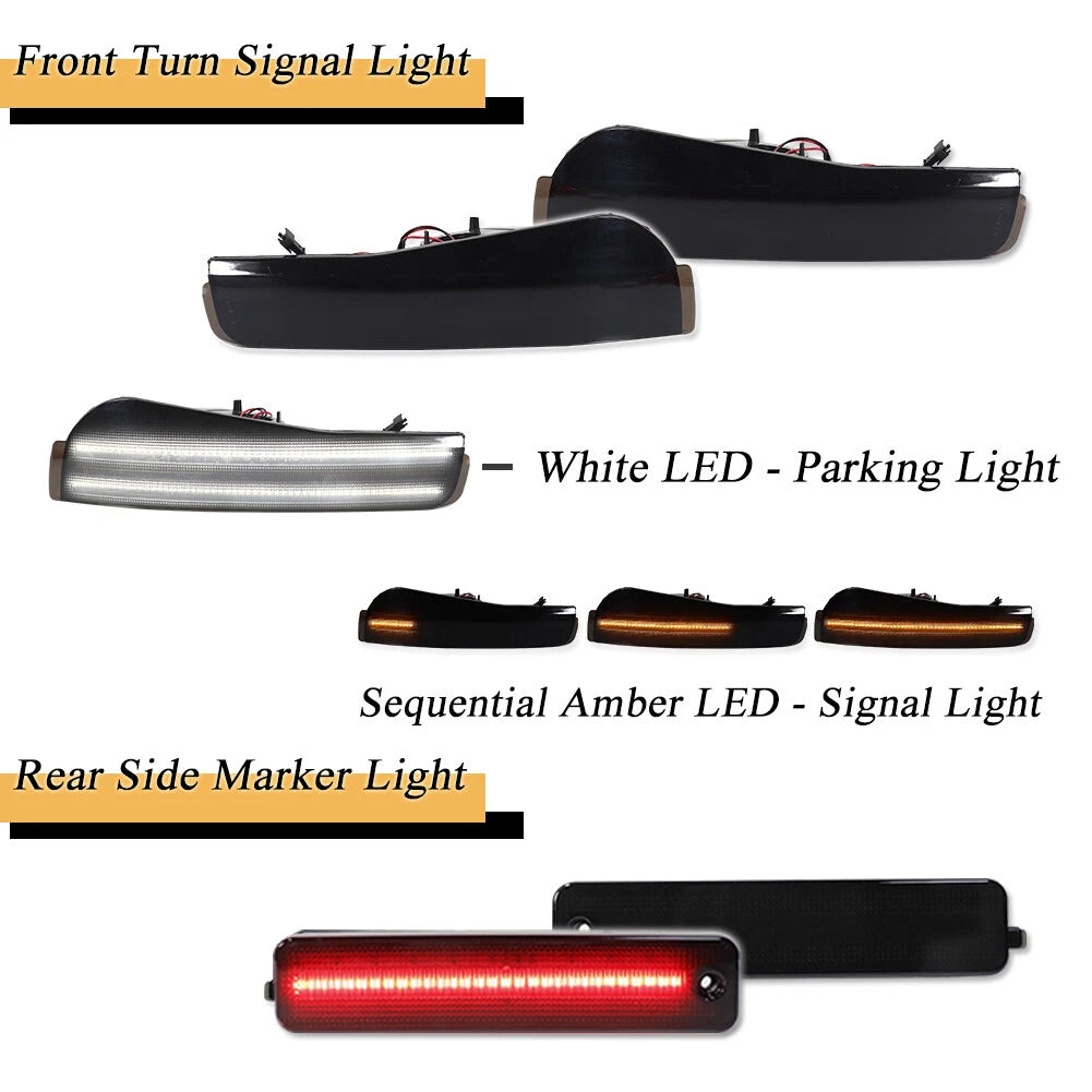 Set of 4 Smoke LED Bumper Signal & Side Markers for Pontiac Firebird (1993–1997)