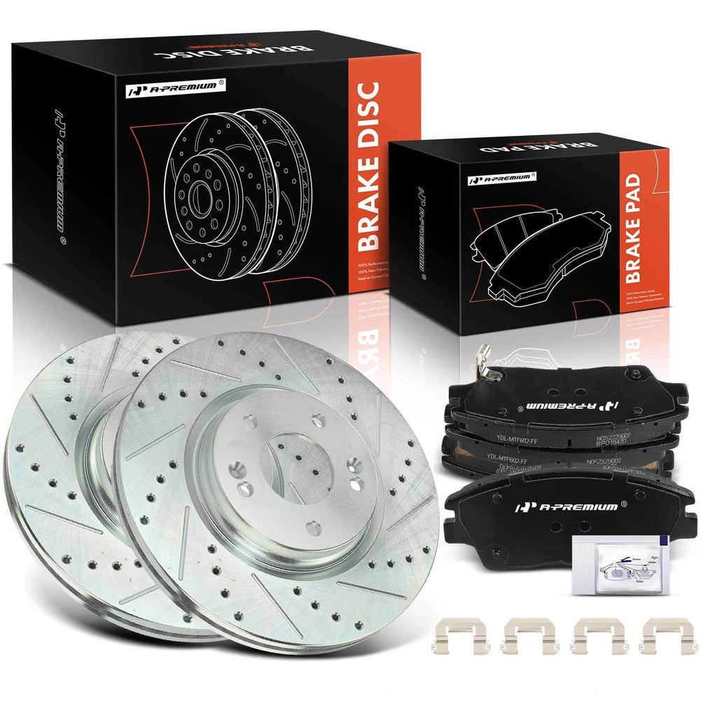 Front Drilled Brake Rotors & Ceramic Pads for Hyundai Tucson Elantra (2015–2023)