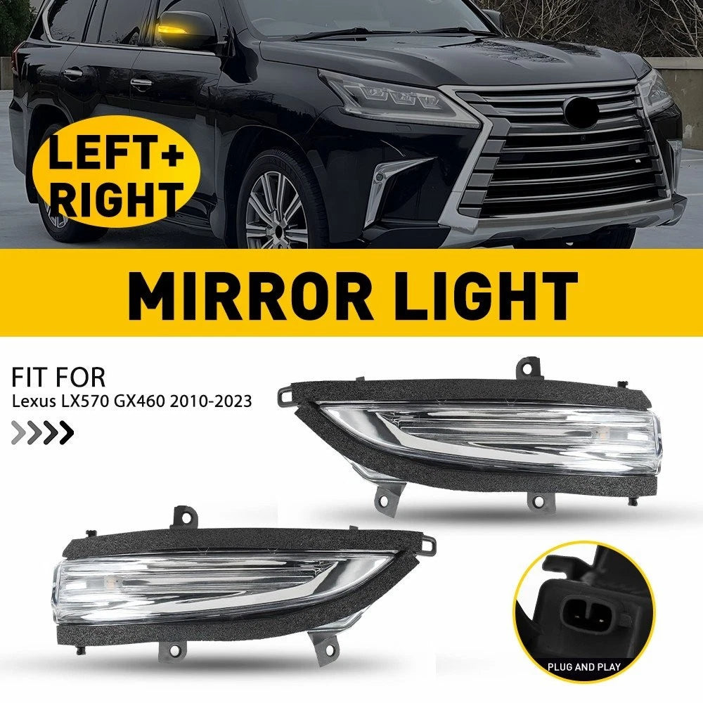 2X Smoked Sequential LED Side Mirror Turn Signal Light for Lexus GX460 (2010–2023)