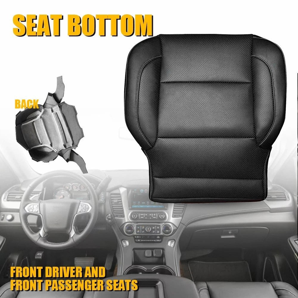 Black Leather Bottom Seat Cover for GMC Sierra 1500 2500HD 3500HD (2014–2018)