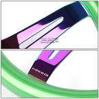 NRG 6-Bolt Green Wood Grip Neo Chrome Sport Steering Wheel for Universal Fit