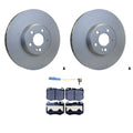 Set of 2 Hella Front Rotors Low-Met Disc Brake Pad Kit for Benz E300 W213 GLC300 W205