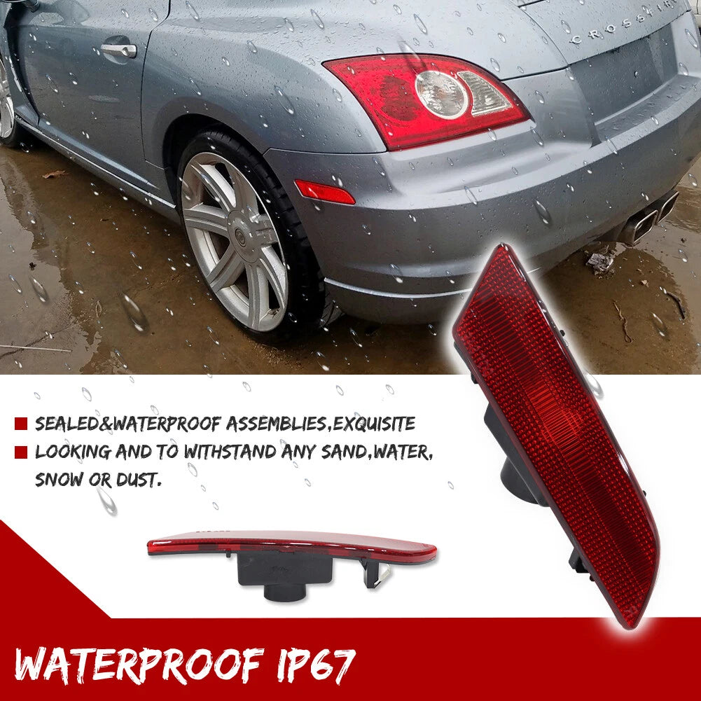 Set of 2 Red Lens Rear Bumper Side Marker Light Covers for Chrysler Crossfire