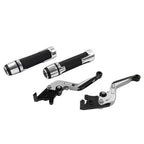 Silver Extendable Brake Clutch Levers & Handlebar Grips for Suzuki GSXR750