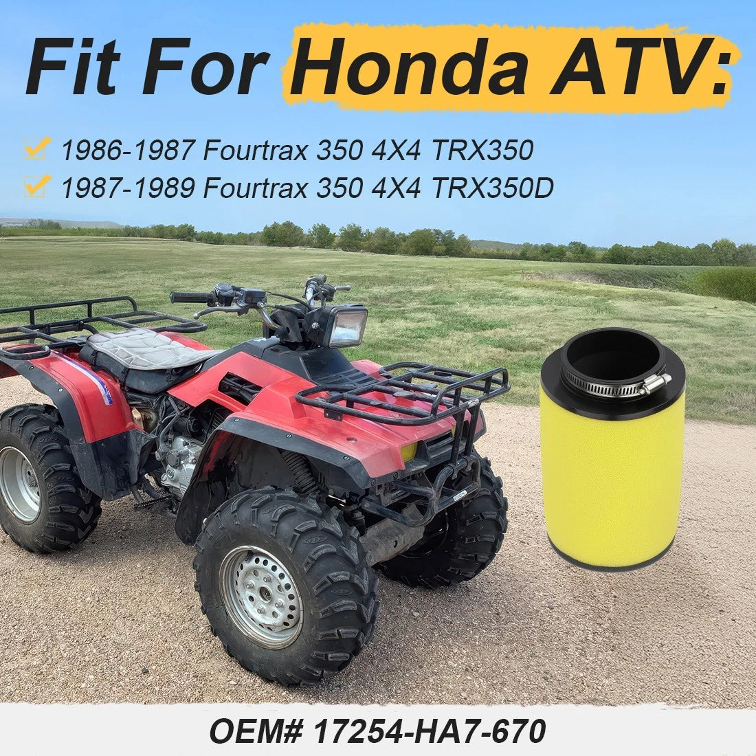 Air Filter Cleaner for Honda TRX350D TRX350 Fourtrax 350 4X4 (1986–1989)