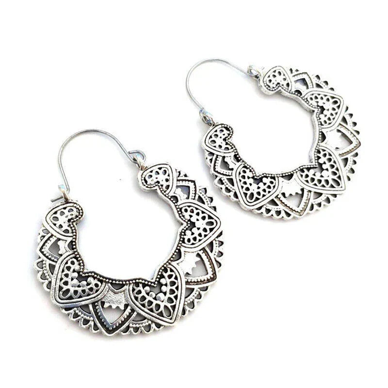 Boho Vintage Style Tibetan Dangle Drop Hook Earrings