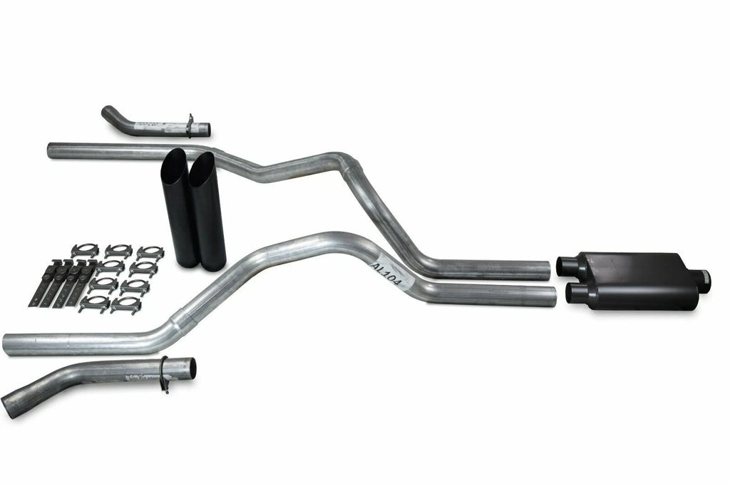 2.5" Dual Exhaust Kit for Ford F150 (2021–2025) - 2 Chamber, Black Tips, Corner Exit