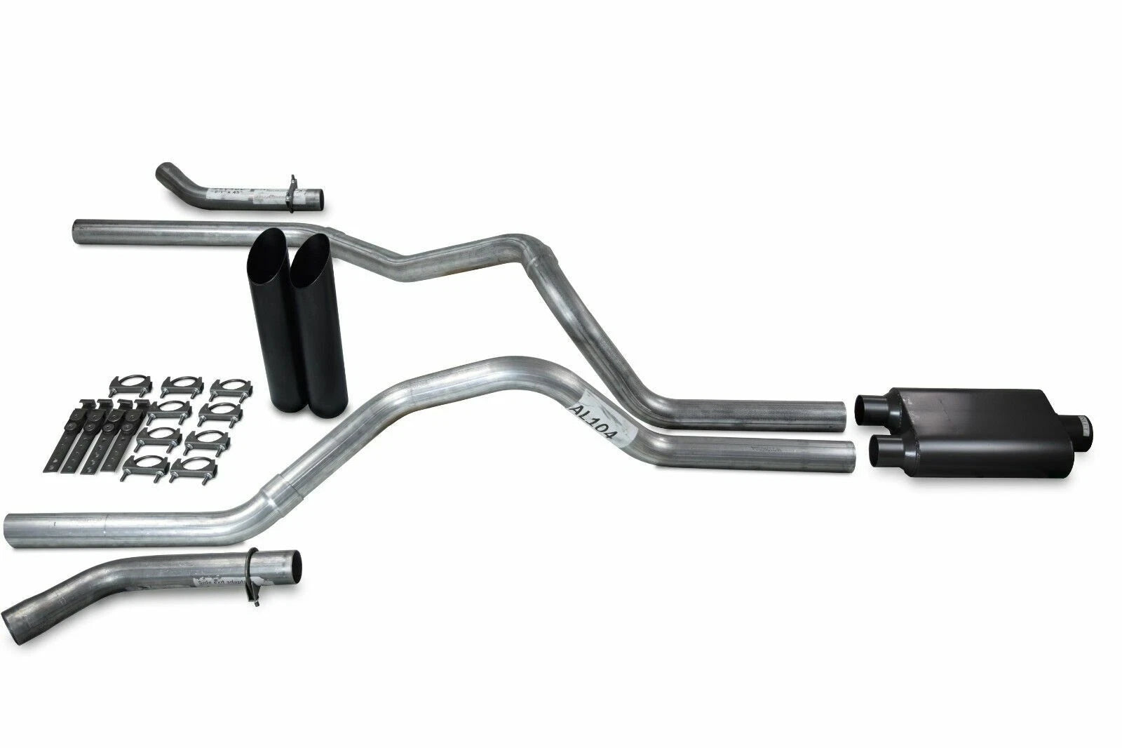 2.5" Dual Exhaust Kit for Ford F150 (2021–2025) - 2 Chamber, Black Tips, Corner Exit