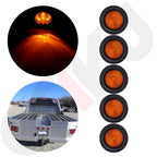5X 2.5" Round Amber LED Brake Running Tail Light for Universal Vehicles