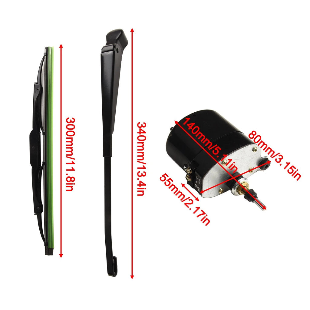 Complete 12V Windscreen Wiper System with Arms & Blade for Fishing Boats