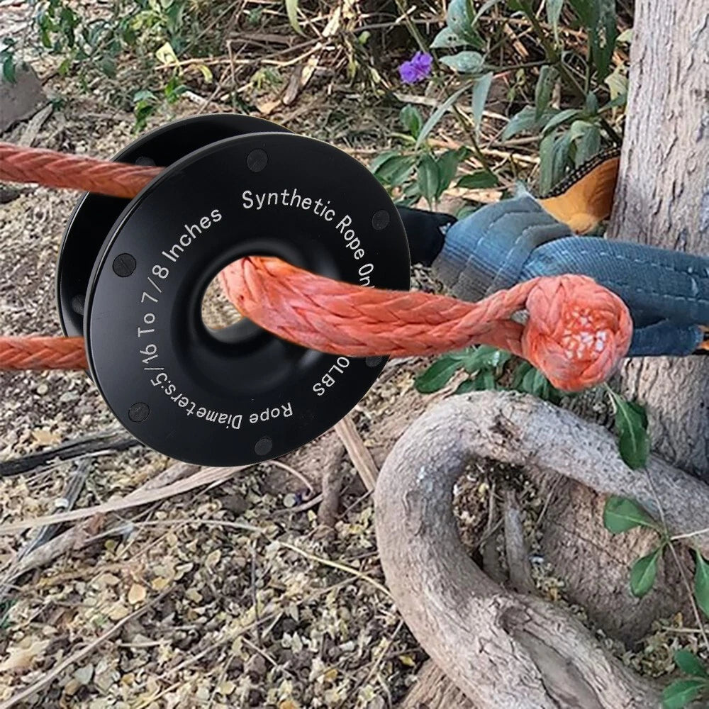 Black Rope Retention Pulley for Synthetic Rope & Soft Shackle