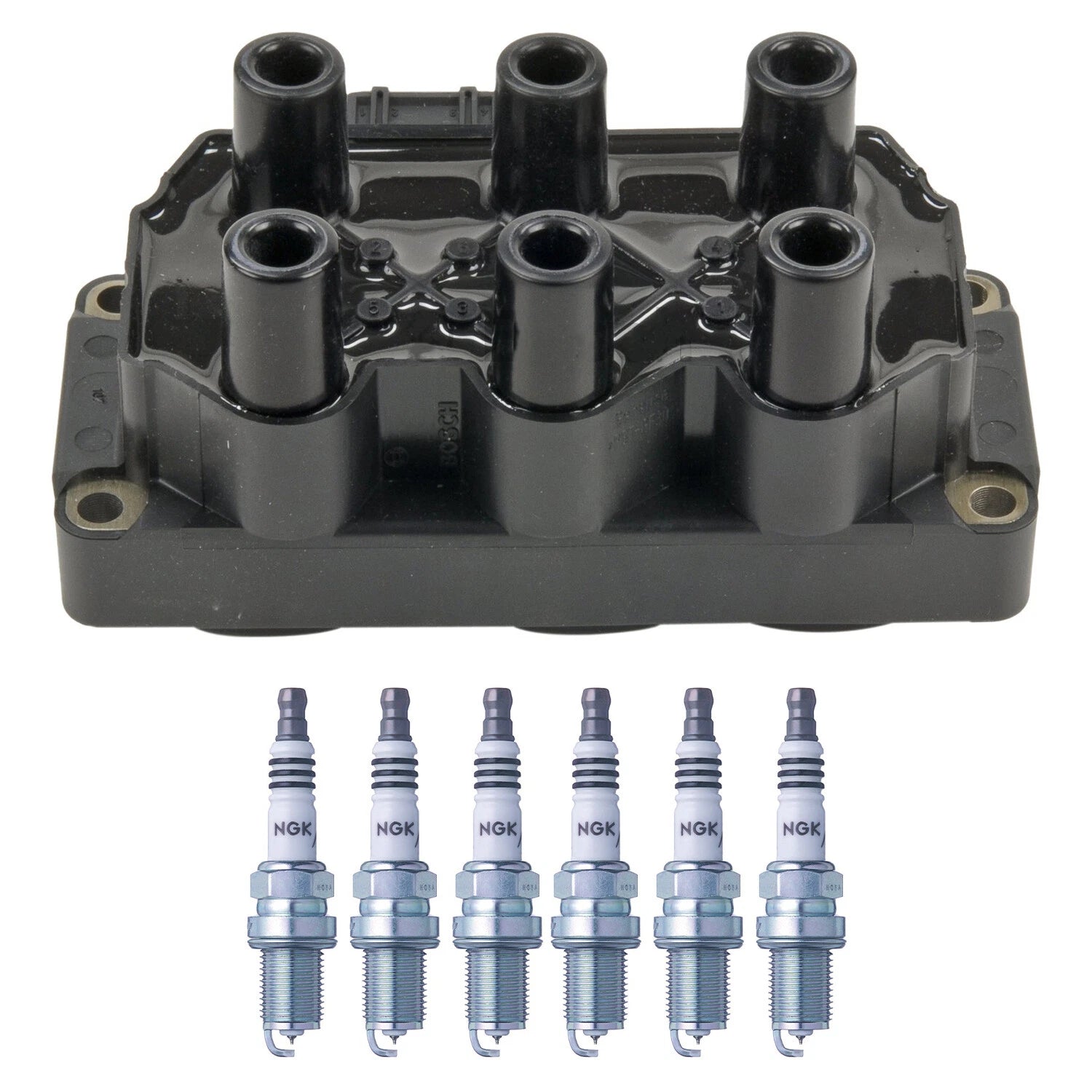 Set of 6 Bosch Ignition Coils & NGK Iridium IX Spark Plugs for Saab 900 9000, Audi A6, Volvo XC90 V6 L6