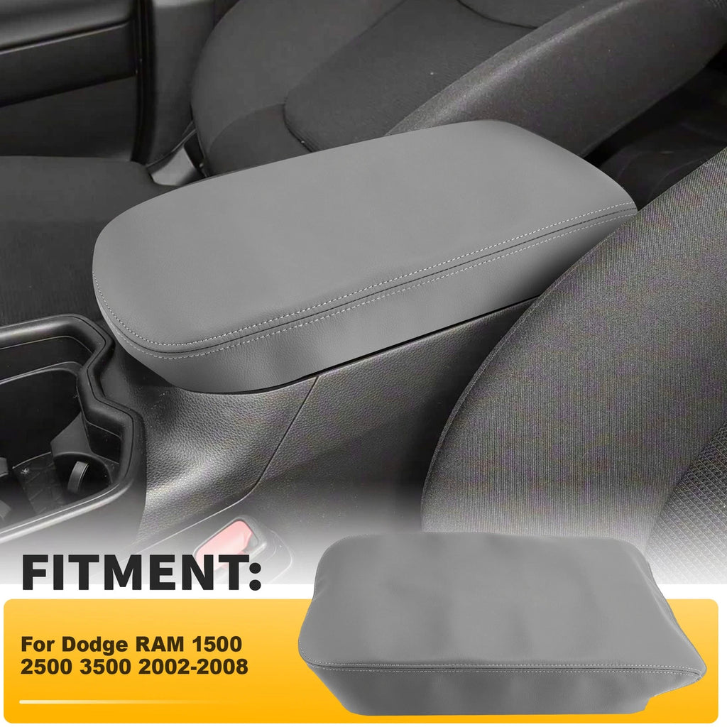 Console Lid Armrest Cover for Dodge RAM 1500 2500 3500 (2002–2008) Gray Leather