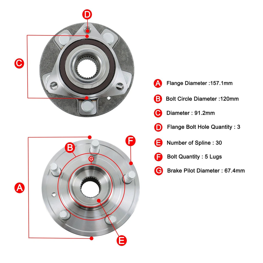 2X Wheel Bearing & Hub Assembly for Cadillac CTS (2008–2019)