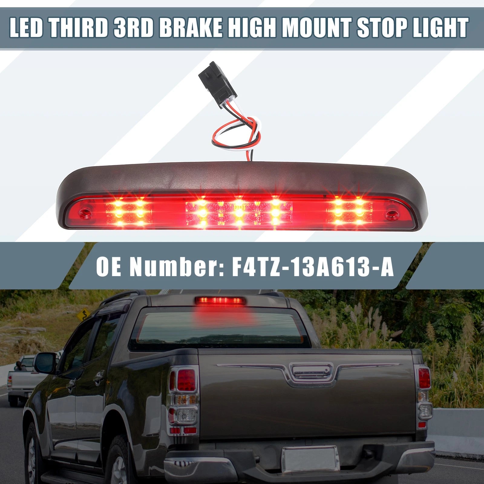High Mount Stop Light F4TZ-13A613-A for Ford F150 (1997–2003) Chrome Red Lens
