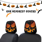 Universal Front Seat Halloween Scary Pumpkin Grin Mask Head Rest Covers for Auto