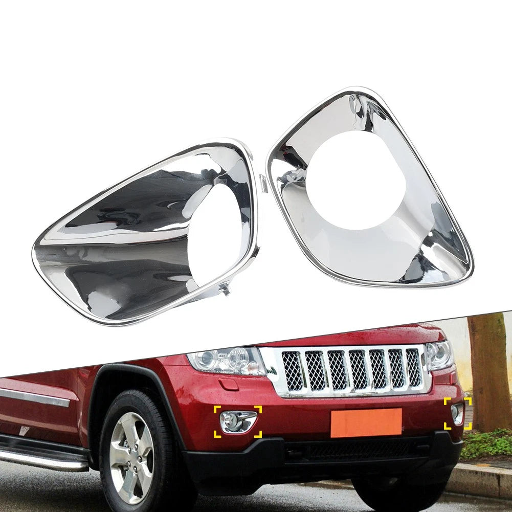 Set of 2 Fog Light Bezel Covers Chrome for Jeep Grand Cherokee (2011–2013)