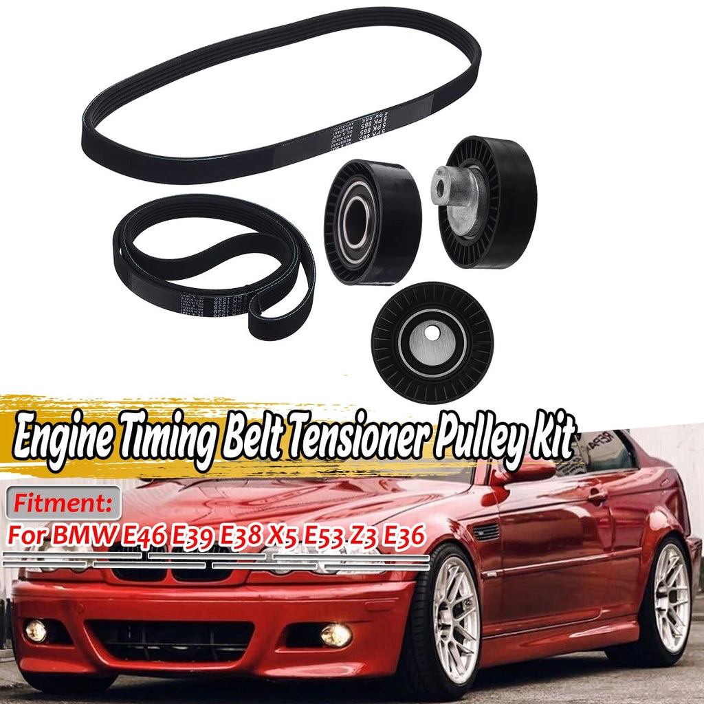 Set of 2 V-Ribbed Belts for BMW E46 E39 E38 X5 E53 Z3 E36