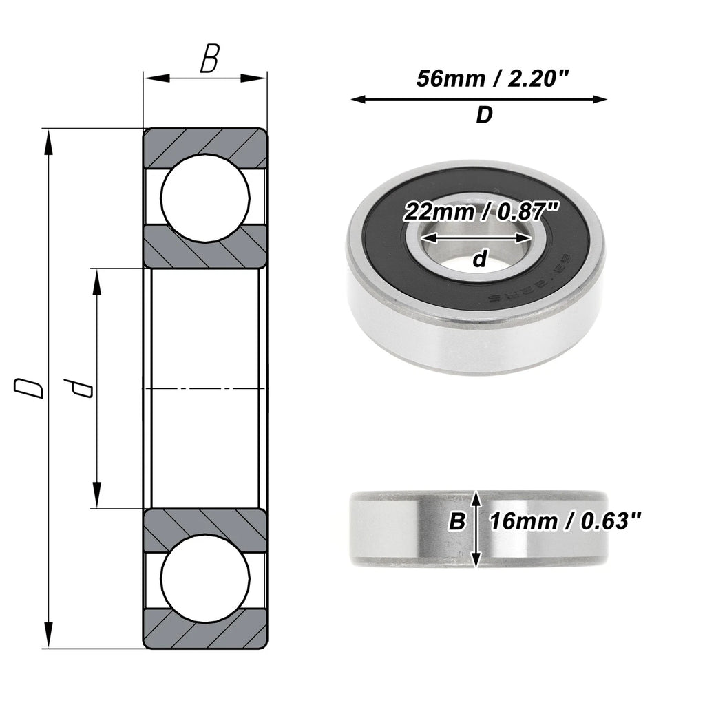 Deep Groove Ball Bearing P4 for Scooter Skateboard Wheel (22x56x16mm)