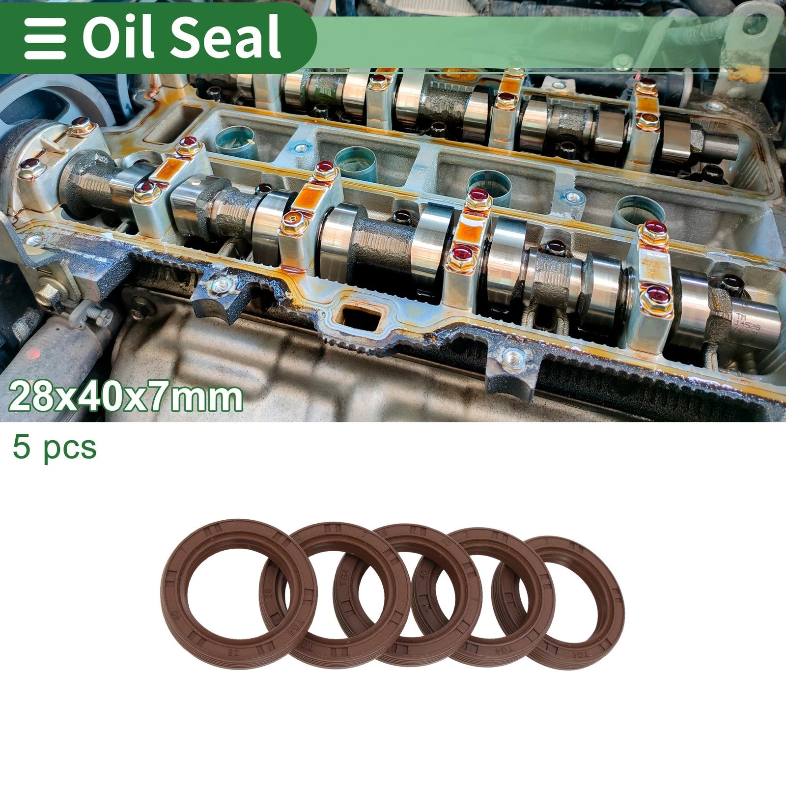 Oil Seal FKM Rubber 28x40x7mm for Various Models (5 Pcs)