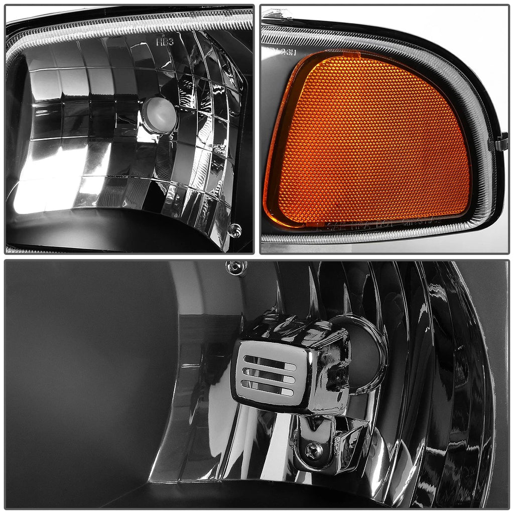 Black Amber Signal Headlight Lamp for GMC Sierra 1500 Yukon (1999–2007)