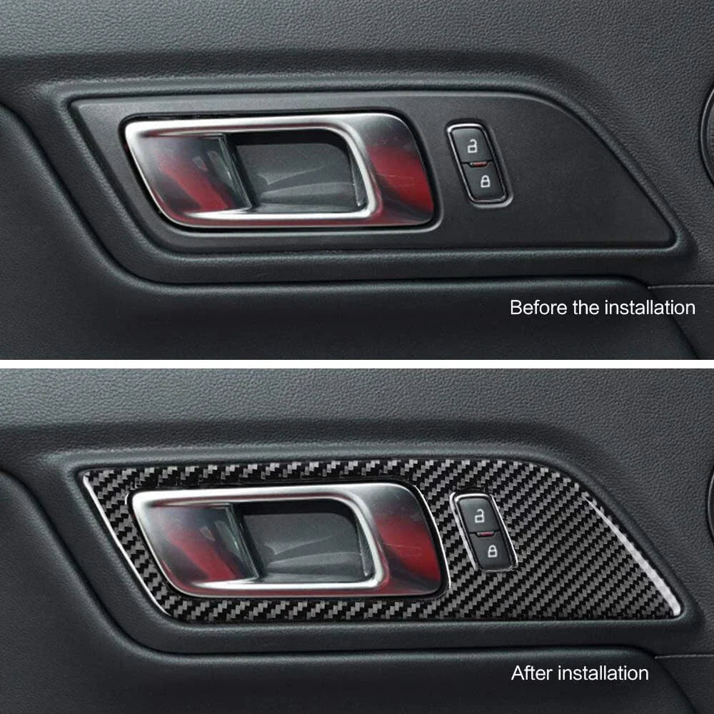 Carbon Fiber Interior Door Handle Trim Cover for Ford Mustang (2015-2022)