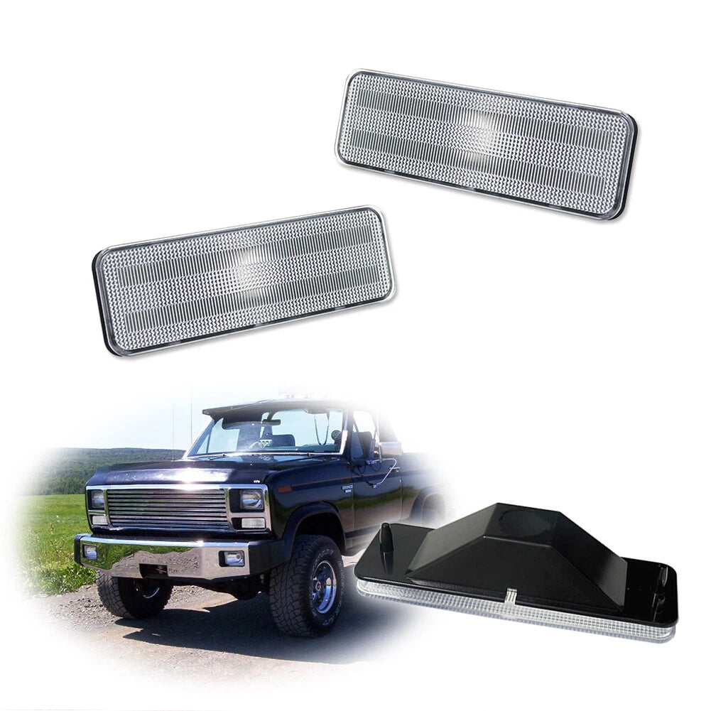Clear Front Bumper Turn Signal Light Lenses for Ford Bronco (1980–1986)
