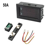 Dual Digital Voltmeter Ammeter Shunt Gauge 10/50/100A for Automotive