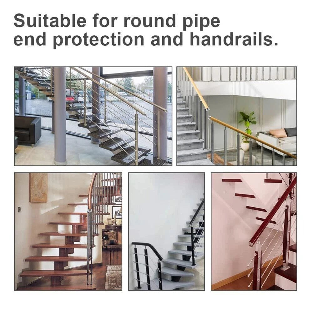 Set of 4 PVC Staircase Handrail End Cap Covering Tube Edges 45mm