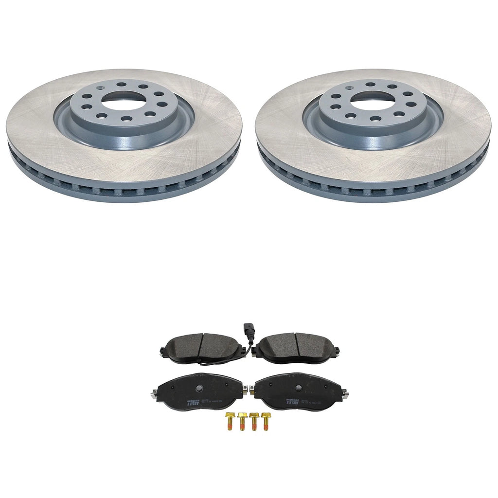 Set of 2 Front Rotors & TRW Pro Low-Metallic Brake Pads for Golf R GTI Jetta S3