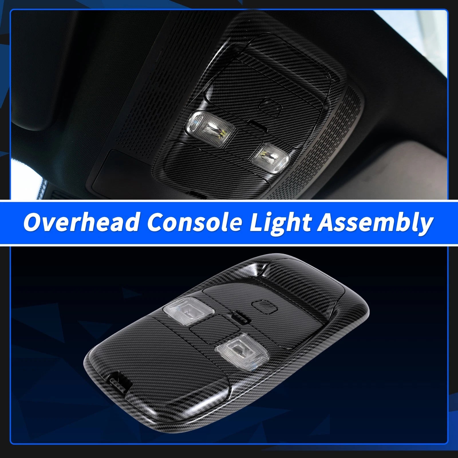 Carbon Fiber Overhead Console Light Assembly for Dodge Ram 1500 (2019–2023) No.SN96TL2AA