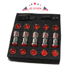 Set of 4 Red Extended Dust Cap Steel Lug Nuts for Tuner Wheels (M12x1.5)