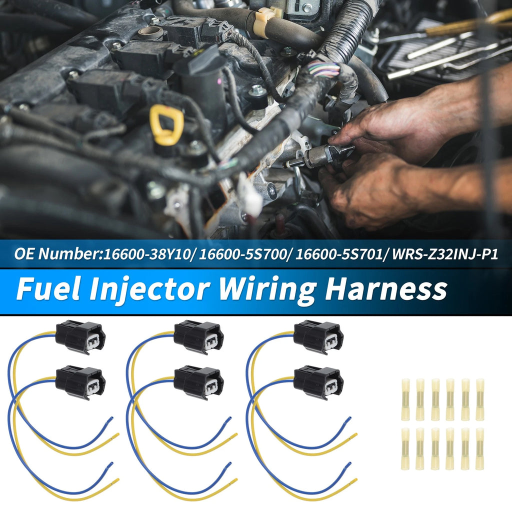 6Pcs Fuel Injector Wiring Harness for Nissan (No. 16600-38Y10)