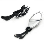Flame Style Rearview Mirror for Cruiser Chopper (Universal Fit) Black
