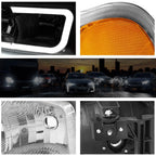 LED DRL Headlight Set for Yukon XL/Sierra Denali (2000–2006) w/ Bumper Lamps Chrome/Amber