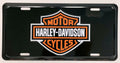 Harley Davidson License Plate Tag - Bar and Shield Orange Logo on Black