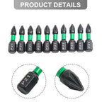 10PC Screwdriver Bits Set for Professional Use - 25mm Alloy Steel Magnetic Tips