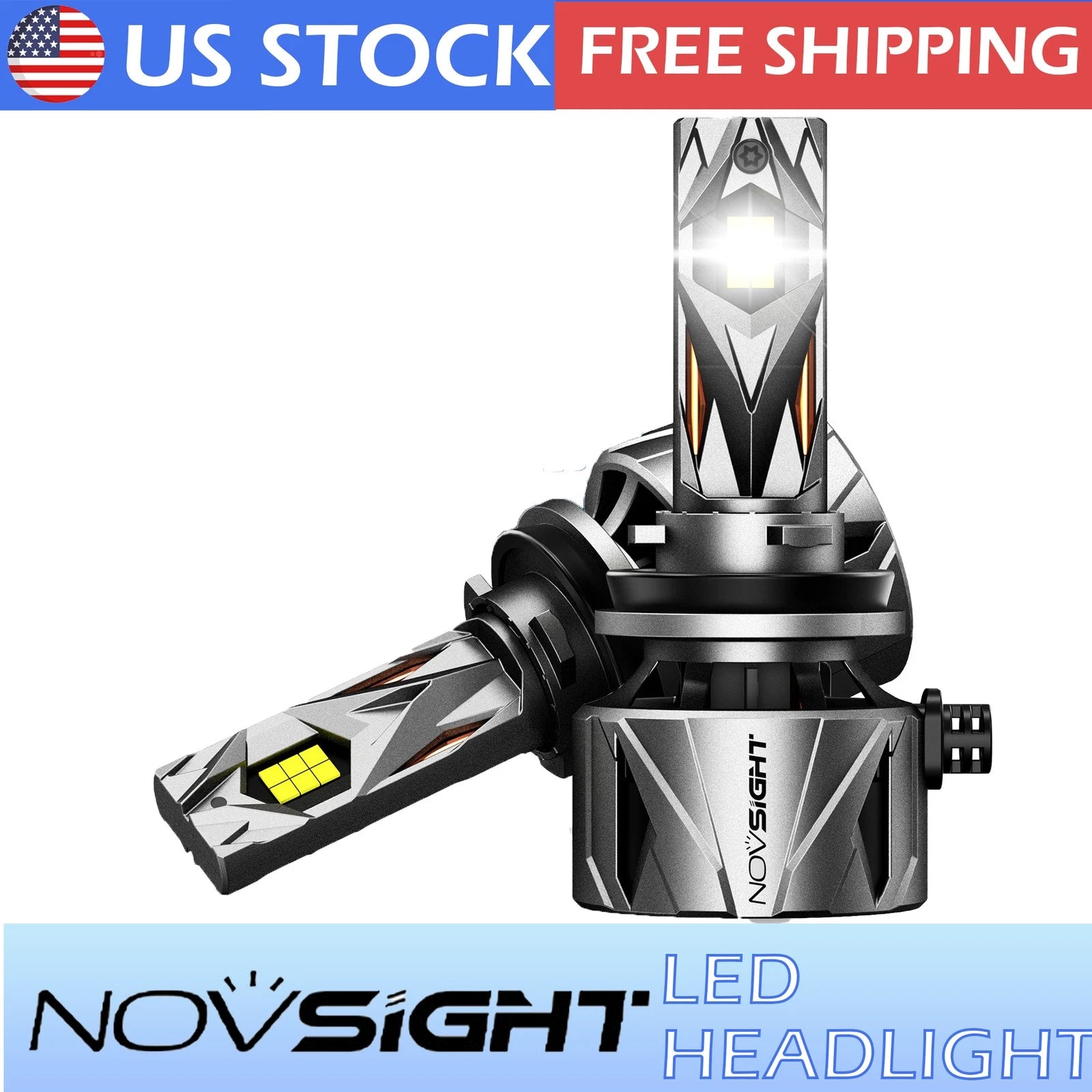 2X LED Headlight Bulbs H11 H9 H8 for NOVSIGHT (60000LM, 240W)