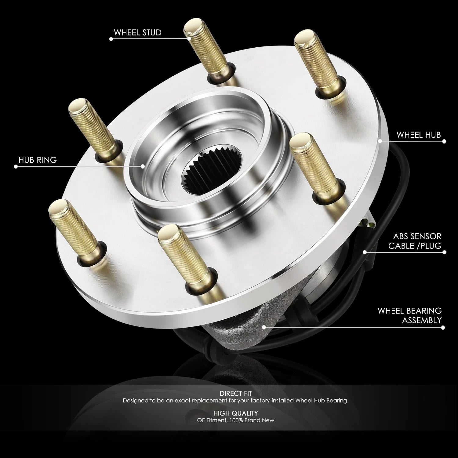 Front Wheel Bearing & Hub Assembly w/ ABS for Nissan Armada QX56 Pathfinder Titan (2004–2007)