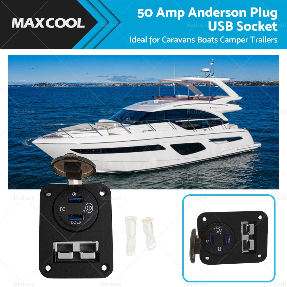 50 Amp Dual USB Socket Flush Mount QC 3.0 for Automotive
